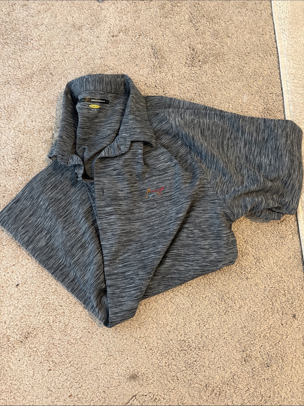 Greg Norman Heather Gray Performance Polo with Subtle Logo Golf Polo